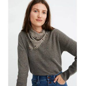 Madewell Floral Embroidered Gingham Fringe Bandana